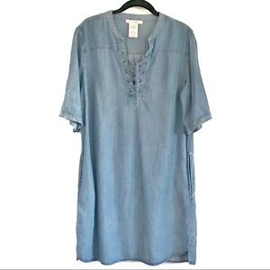 PHILOSOPHY/CHAMBRAY MINI DRESS/LIGHT WASH/LARGE